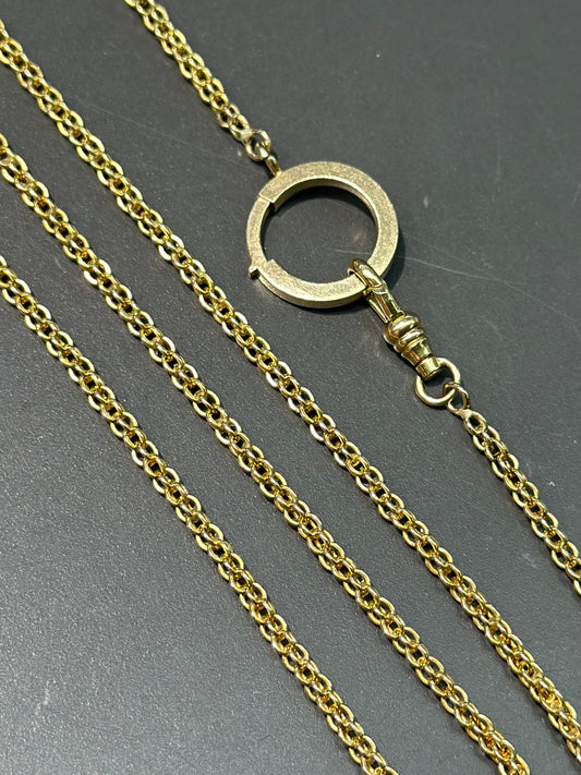 Antique 15K Yellow Gold Fancy Link Watch Chain 24.5”