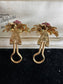 Vintage Kurt Guam 18K Gold Ruby Enamel Flower Earring