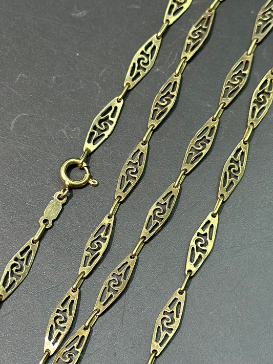 Vintage 18K Gold Filigree Chain Necklace 24.0”