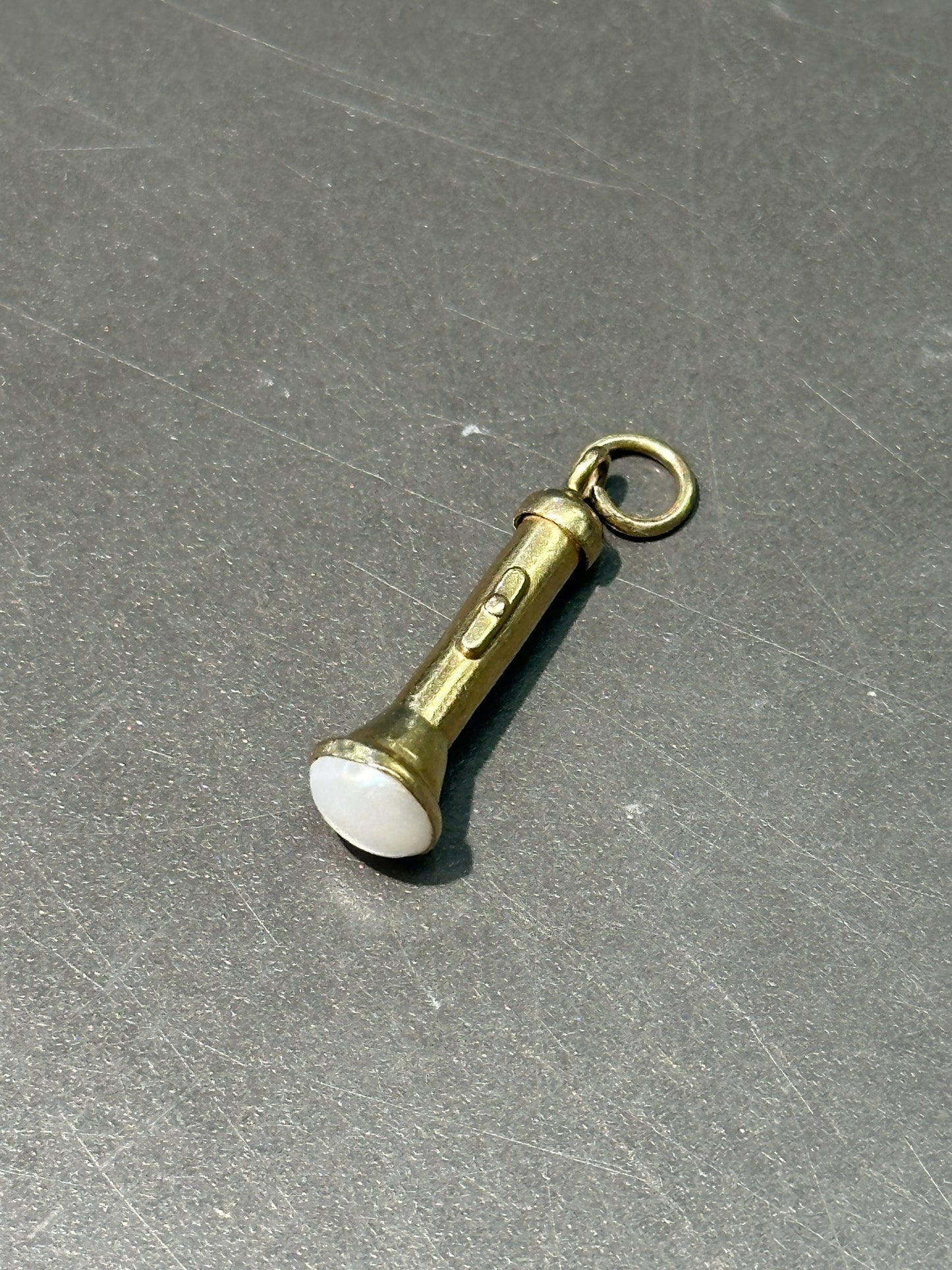 复古 14K 黄金珍珠手电筒吊饰
