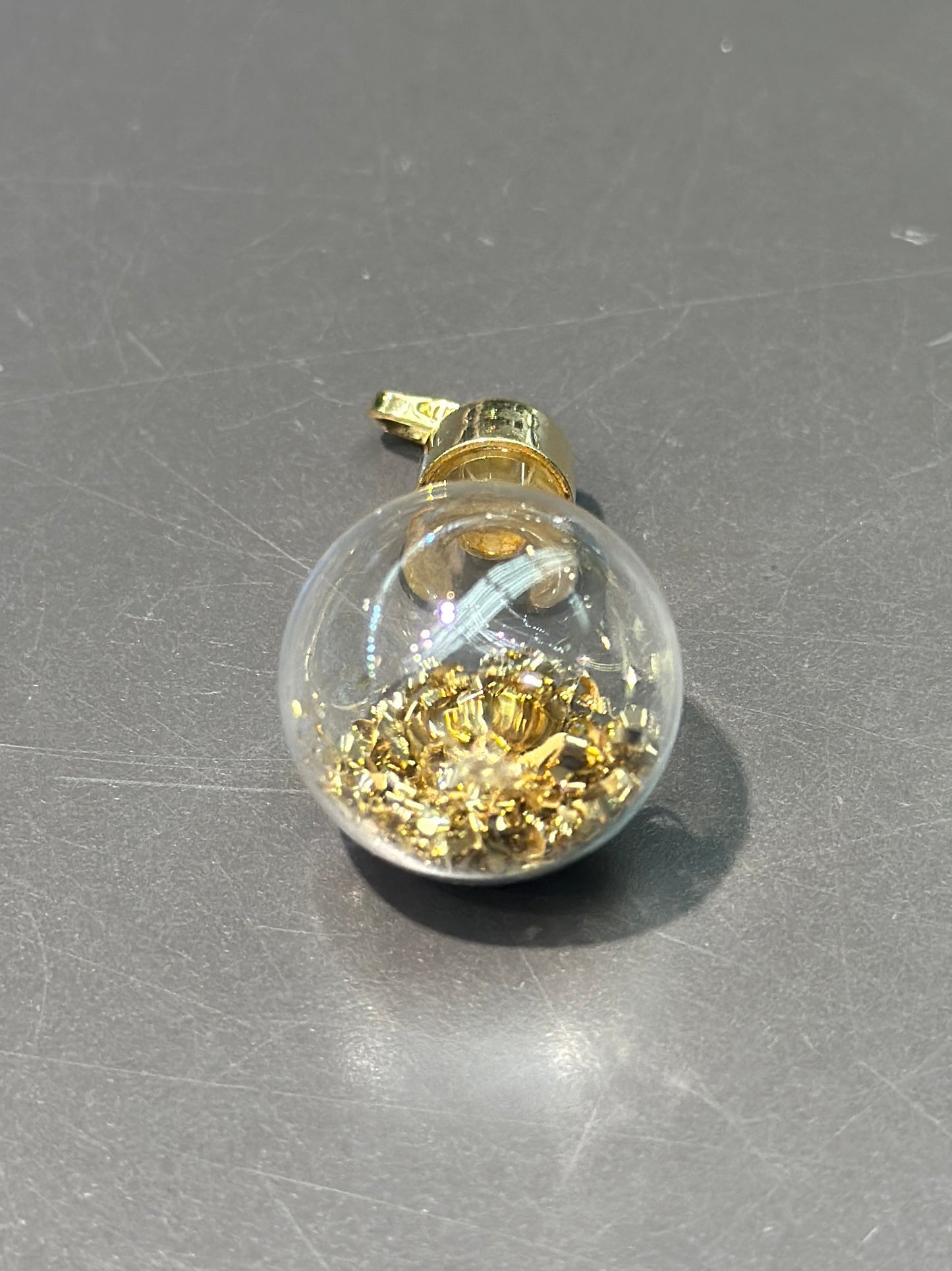 Vintage 18K Gold Dust Bottle Pendant Charm