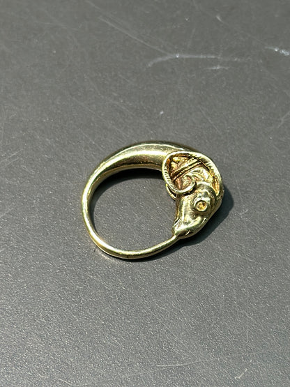 古董 14K 金公羊戒指