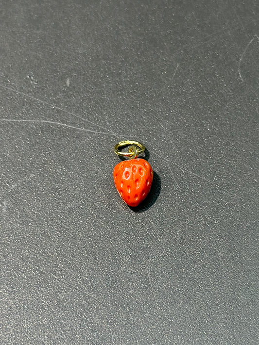 18K Gold Small Strawberry Coral Charm