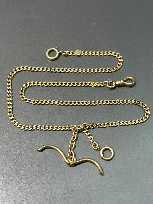 Chaîne de montre Albert Chain à maillons trottoir vintage 14K 19,5 »