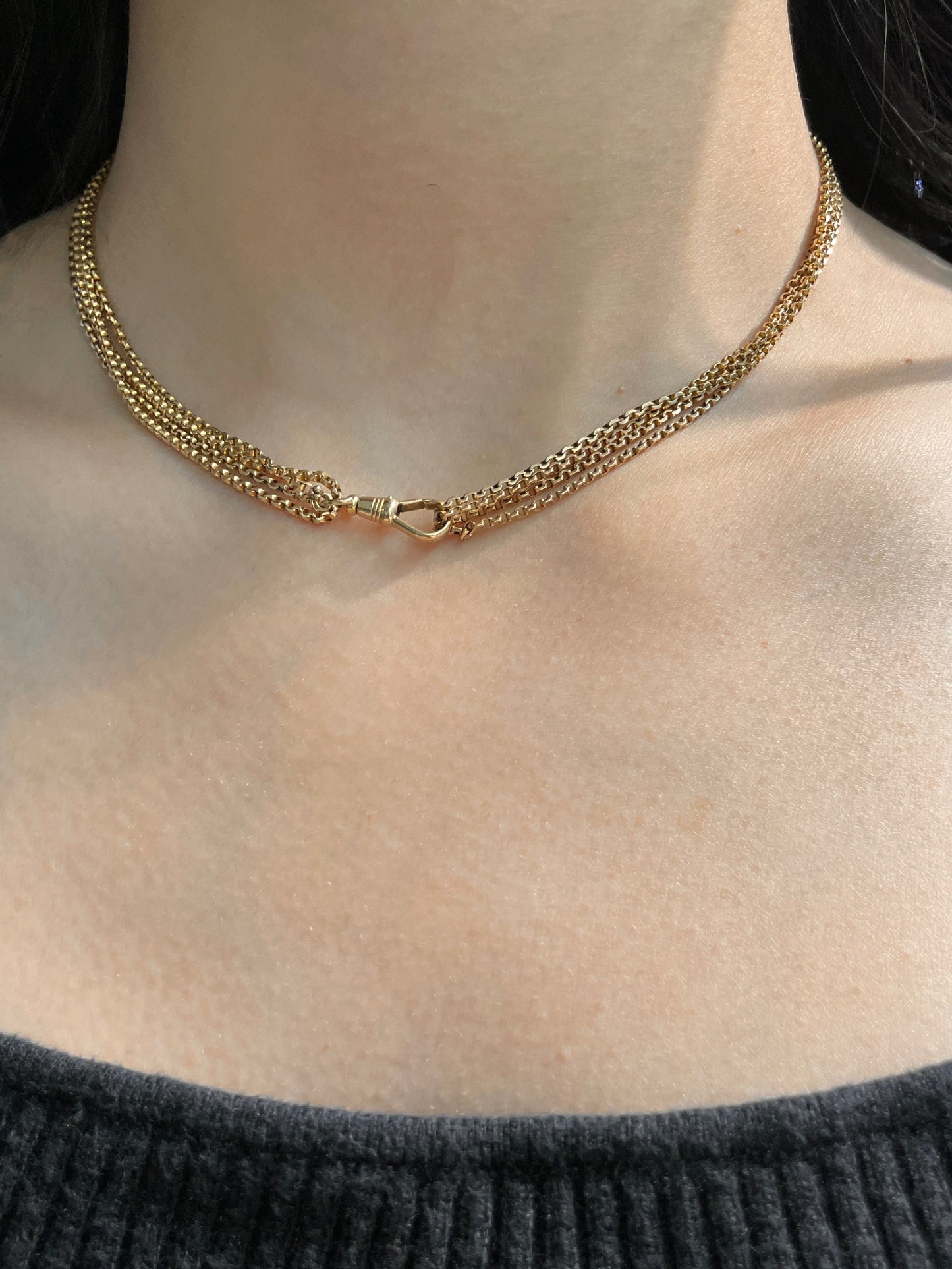Vintage 14K Gold Longuard Watch Chain Necklace
