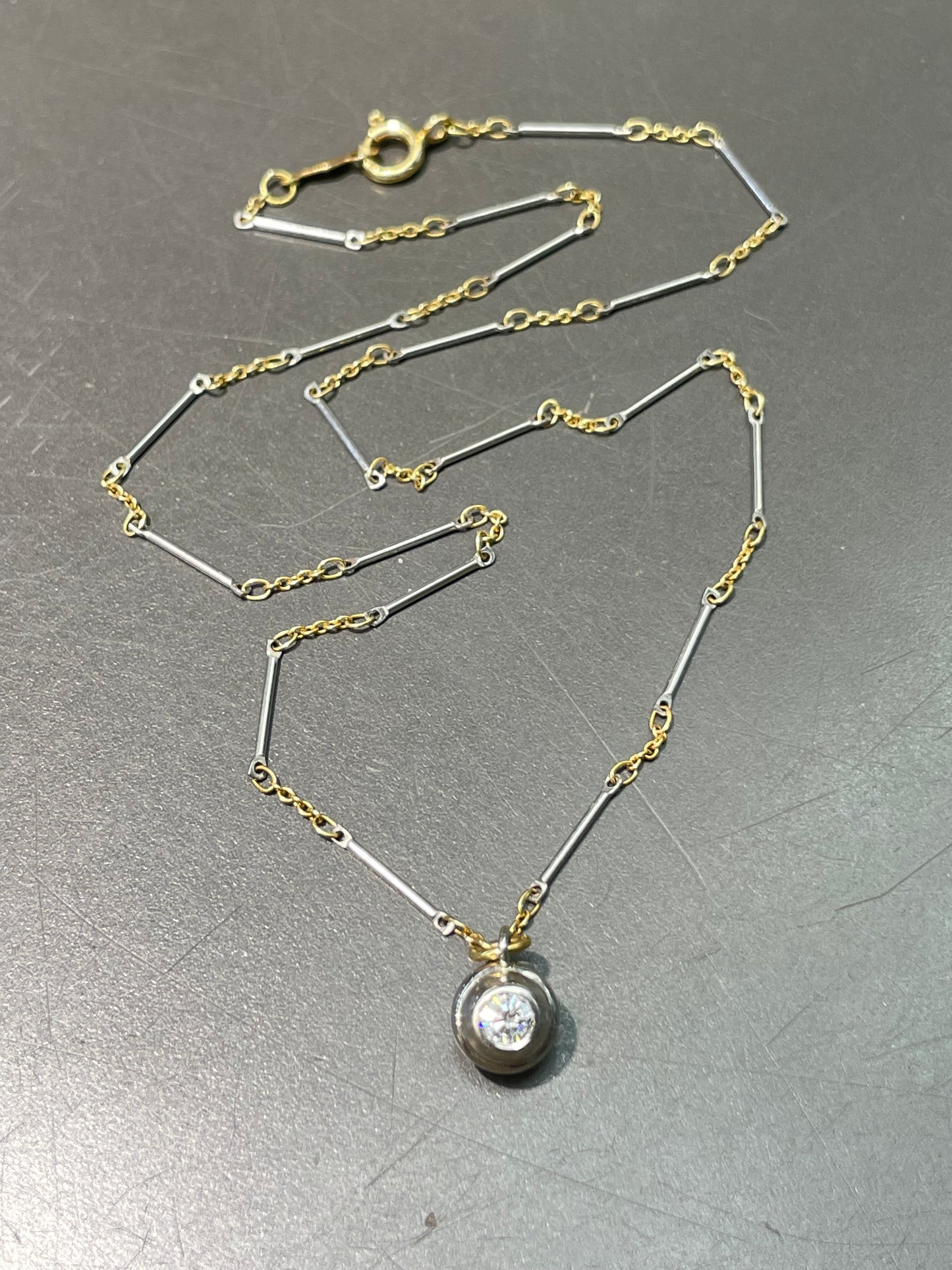 18K Gold Platinum 0.30 CTW Diamond Natural Sapphire Flip Pendant Necklace