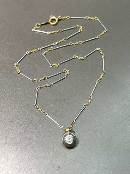 18K Gold Platinum 0.30 CTW Diamond Natural Sapphire Flip Pendant Necklace