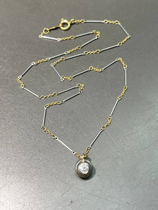 18K Gold Platinum 0.30 CTW Diamond Natural Sapphire Flip Pendant Necklace