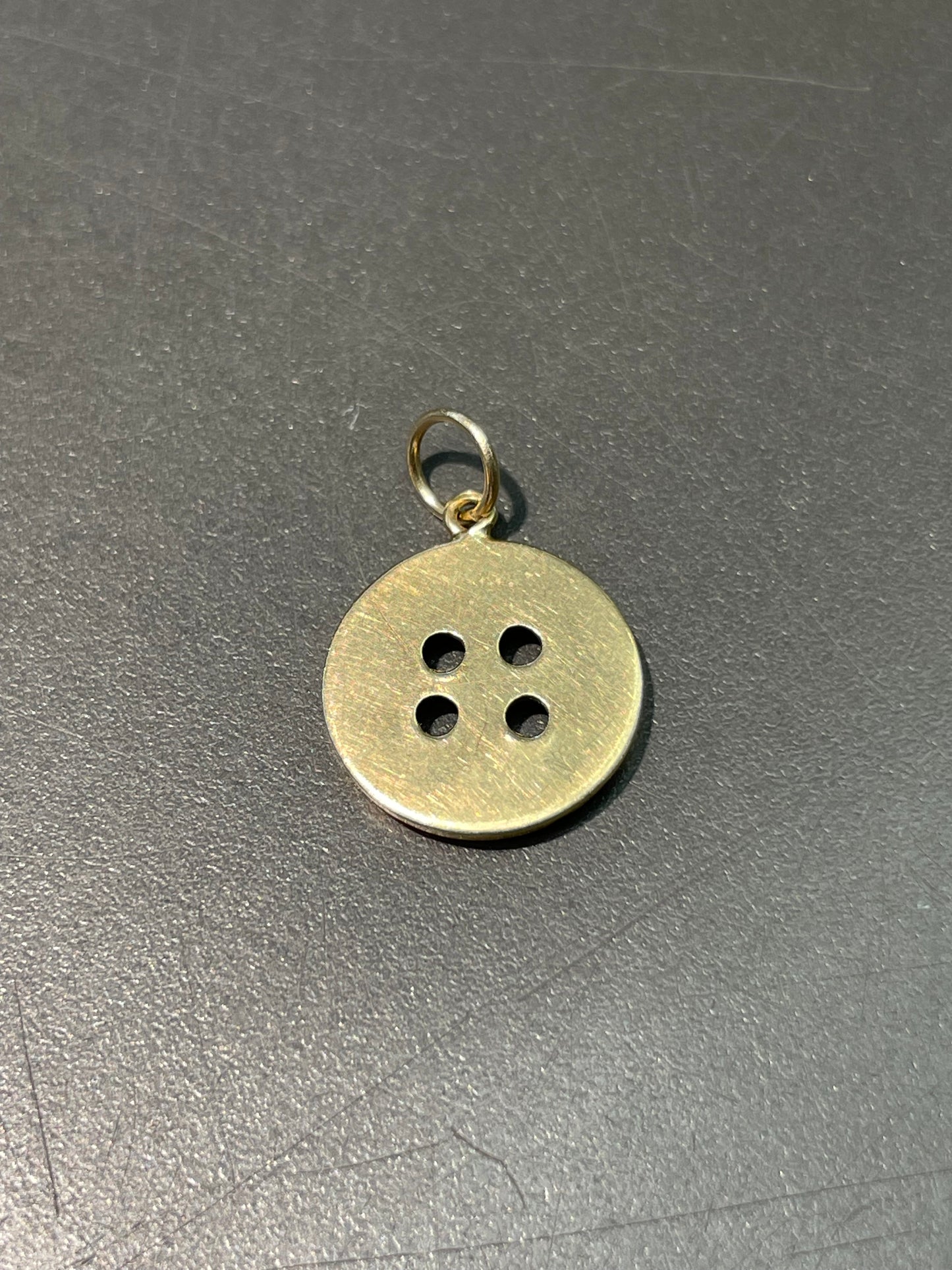 Vintage 14K Yellow Gold Button Charm Pendant