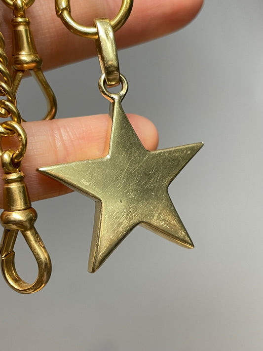 Vintage 18K Yellow Gold Solid Extra Large Star Pendant