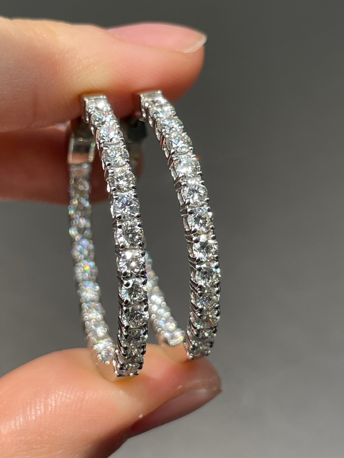 Platinum 4.0 CTW Diamond 30.0 mm Inside Out Hoop Earring