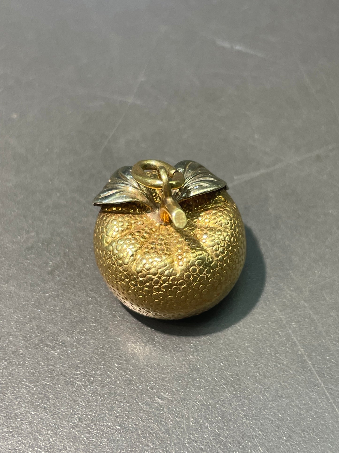 复古 18K 双色金大号橘色吊坠