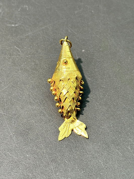 Vintage 24K Gold Articulated Fish Charm