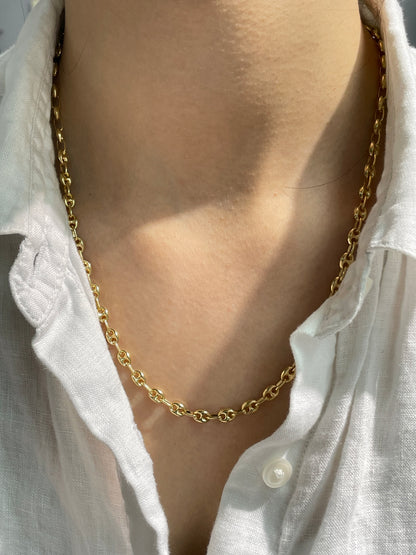 14K Gold 4.5 mm Puffy Mariner Chain Necklace