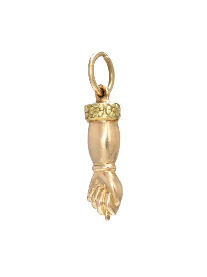 Vintage 18K Gold Mano Figa Hand Flower Cuff Charm