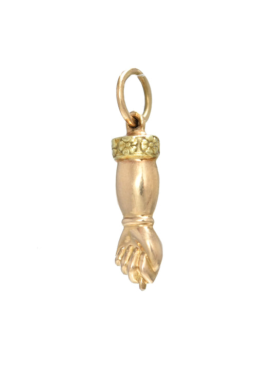 Vintage 18K Gold Mano Figa Hand Flower Cuff Charm
