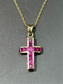 Vintage 14K Gold Ruby Cross