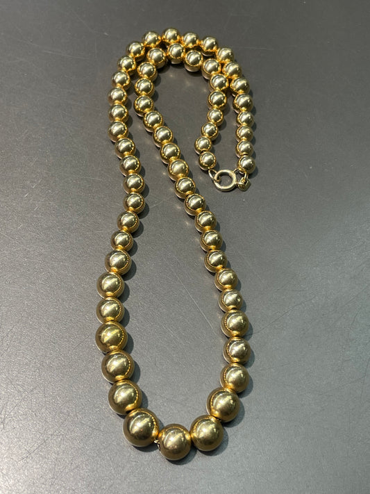 Vintage 14K Yellow Gold Graduated Bead Necklace