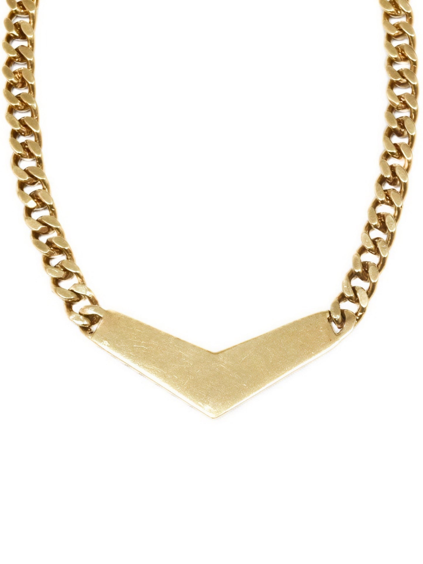 Vintage 14K Gold 1.65 CTW Diamond V Curblink Necklace