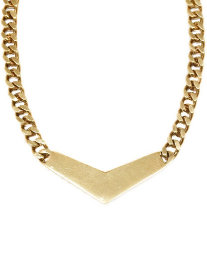 Vintage 14K Gold 1.65 CTW Diamond V Curblink Necklace