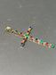 14K Gold Sapphire Ruby Emerald Cross Pendant