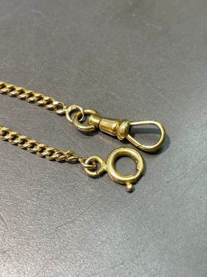 Vintage French 18K Yellow Gold 3.0 mm Curb Link Watch Chain Necklace