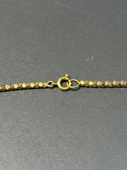 Retro 18K Yellow Gold Turquoise Popcorn Chain Tassel Necklace