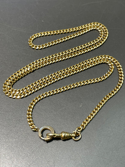 Vintage 18K Yellow Gold 3.0 mm Curb Link Watch Chain 24.0 inch