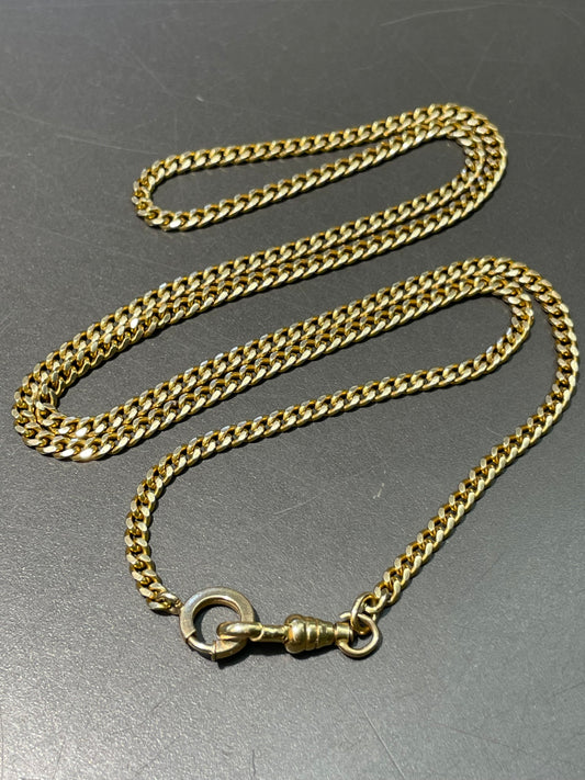 Vintage 18K Yellow Gold 3.0 mm Curb Link Watch Chain 24.0 inch