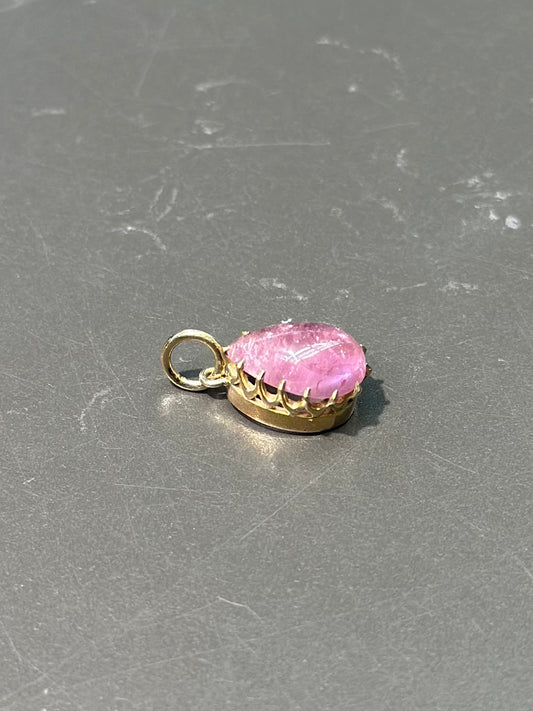 Antique 14K Gold Pink Drop Shape Quartz Charm