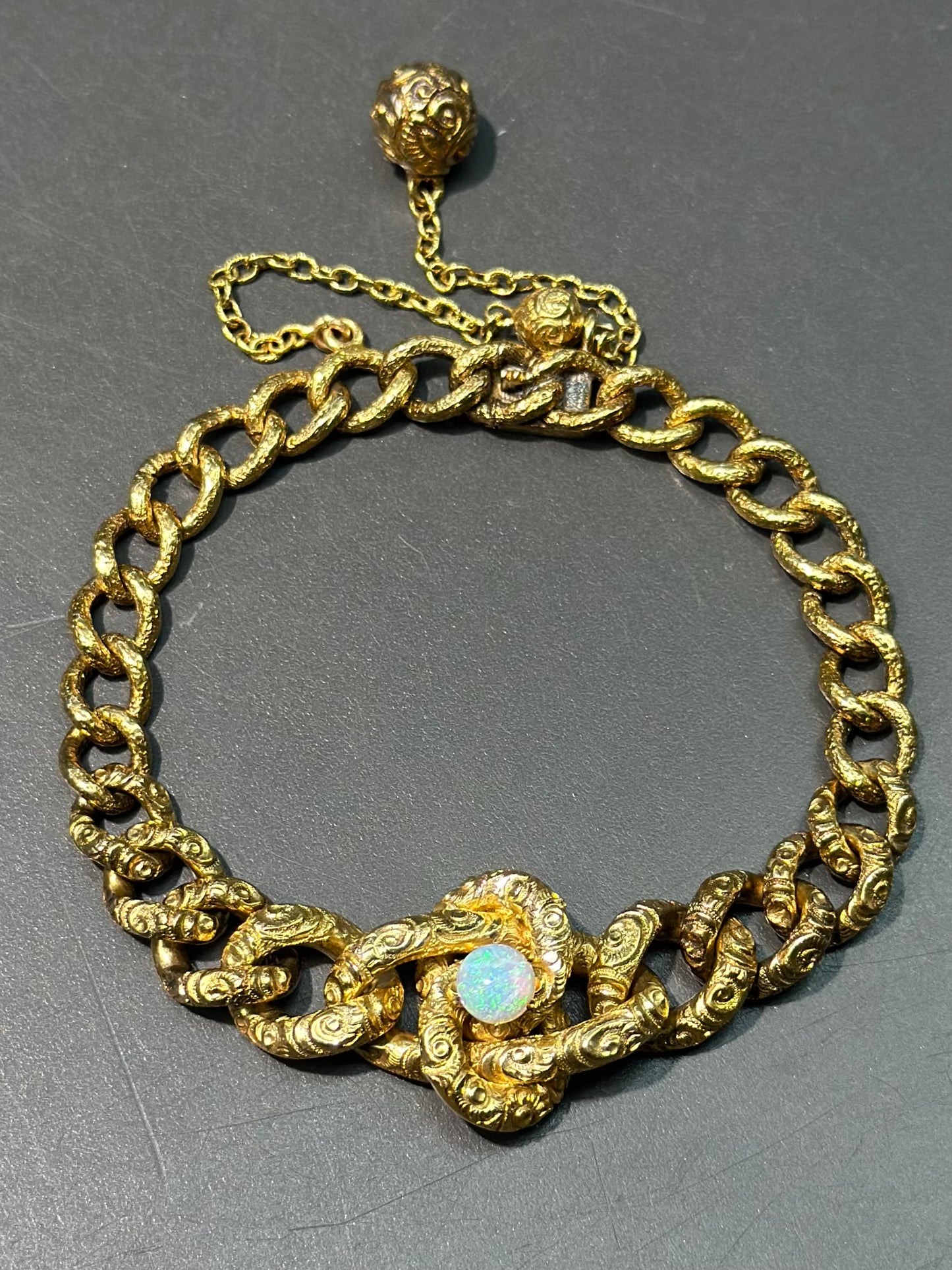 Victorian 14K Gold Opal Love Knot Bracelet