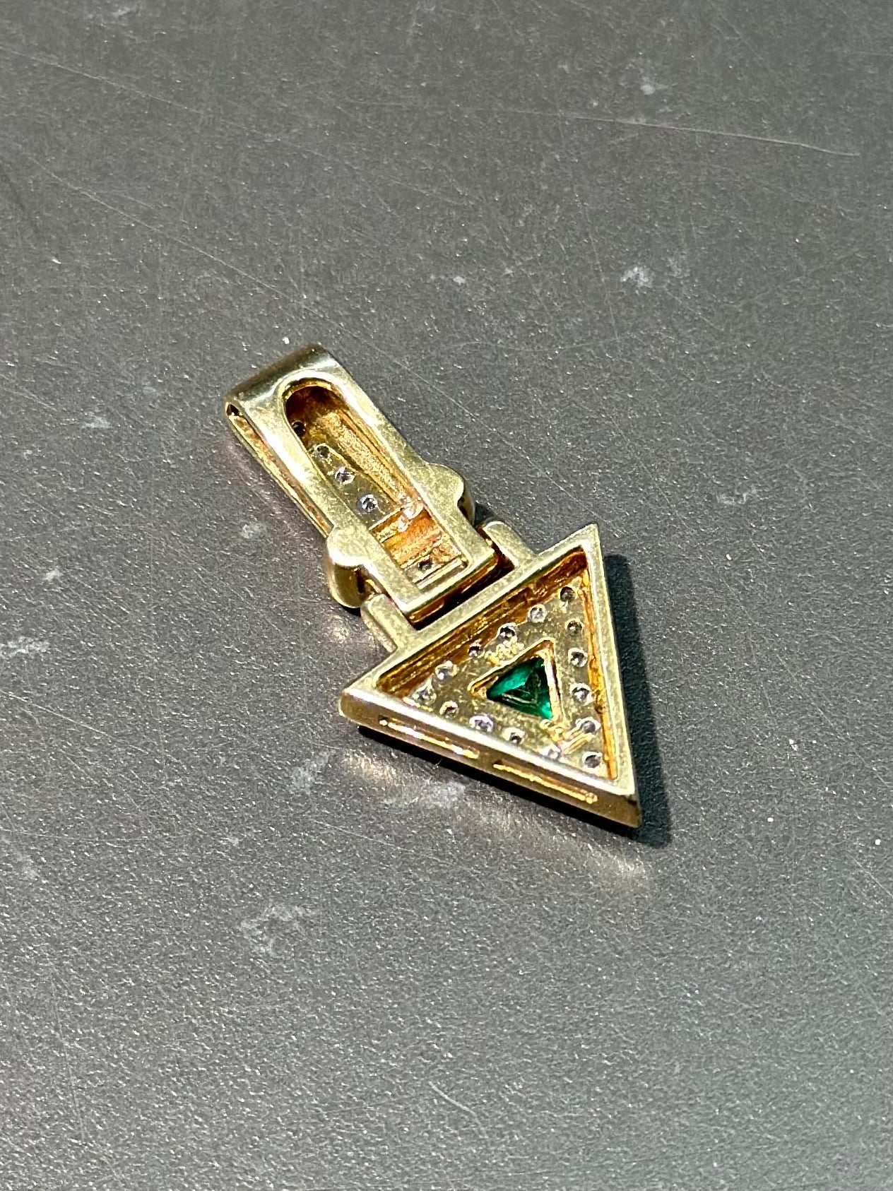 14K Gold Emerald Diamond Arrow Pendant