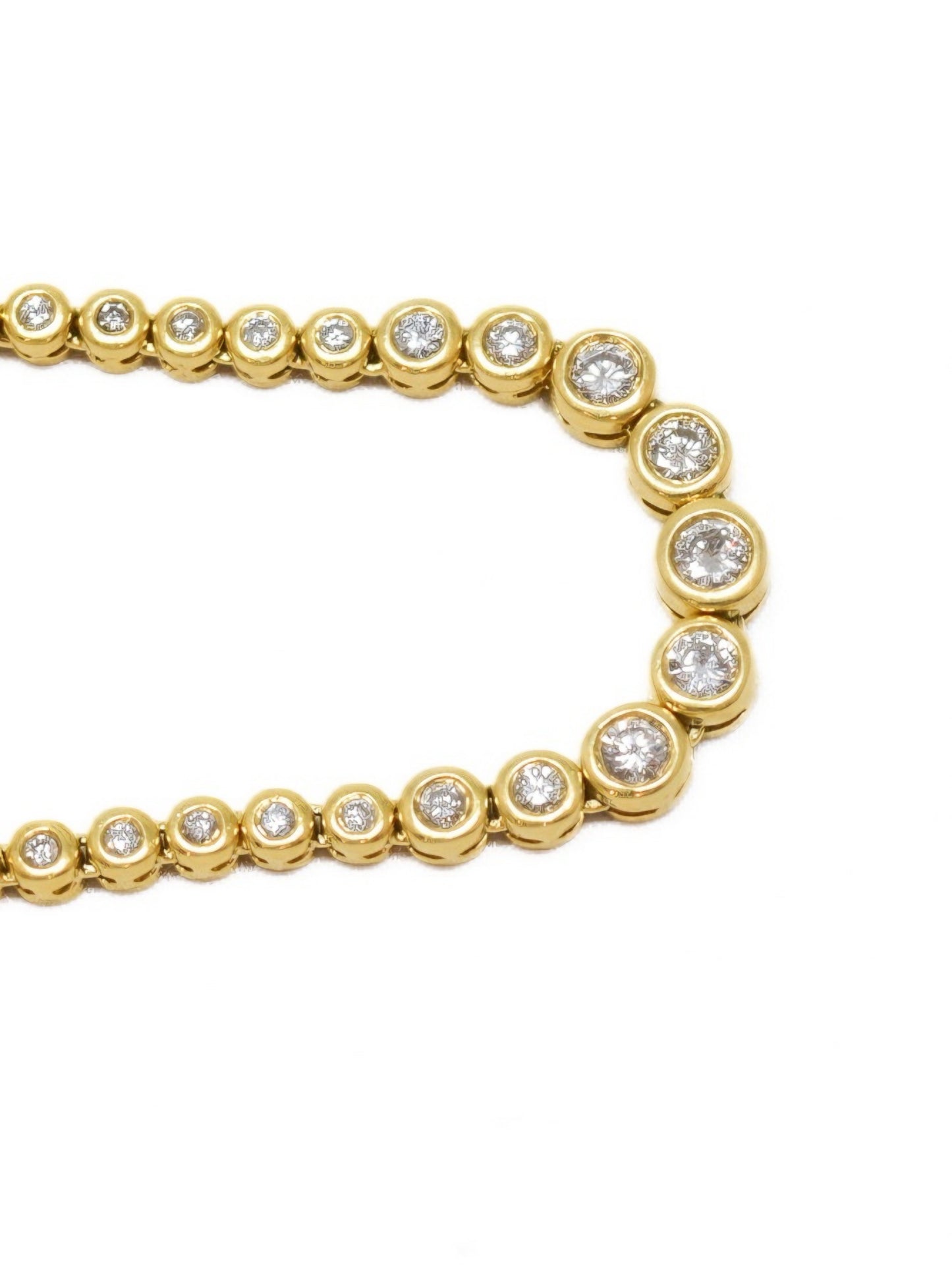 14K Gold 6.25 CTW Diamond Bezel Graduated Tennis Necklace