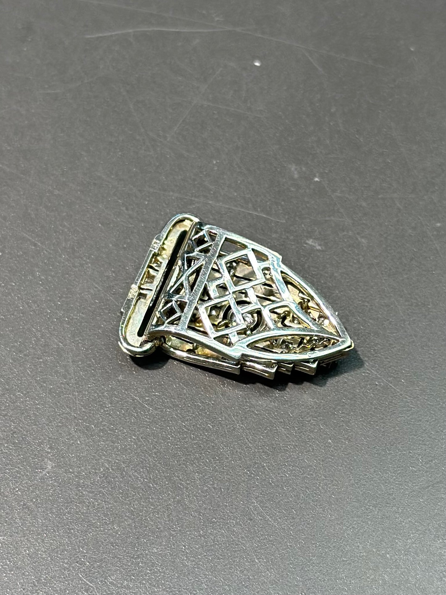 装饰艺术 18K 金钻石礼服夹式胸针