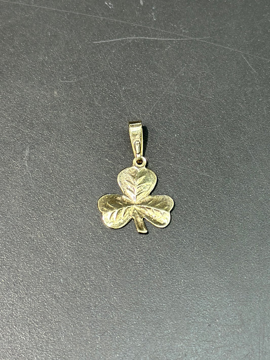 14K 金三叶草吊坠