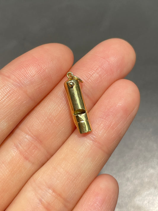 Vintage 14K Gold Mini Working Whistle Charm