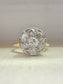 Antique Platinum 14K Gold Diamond Cluster Ring SZ 4.5