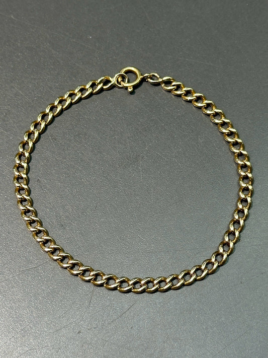 复古 18K 黄金实心链环手链