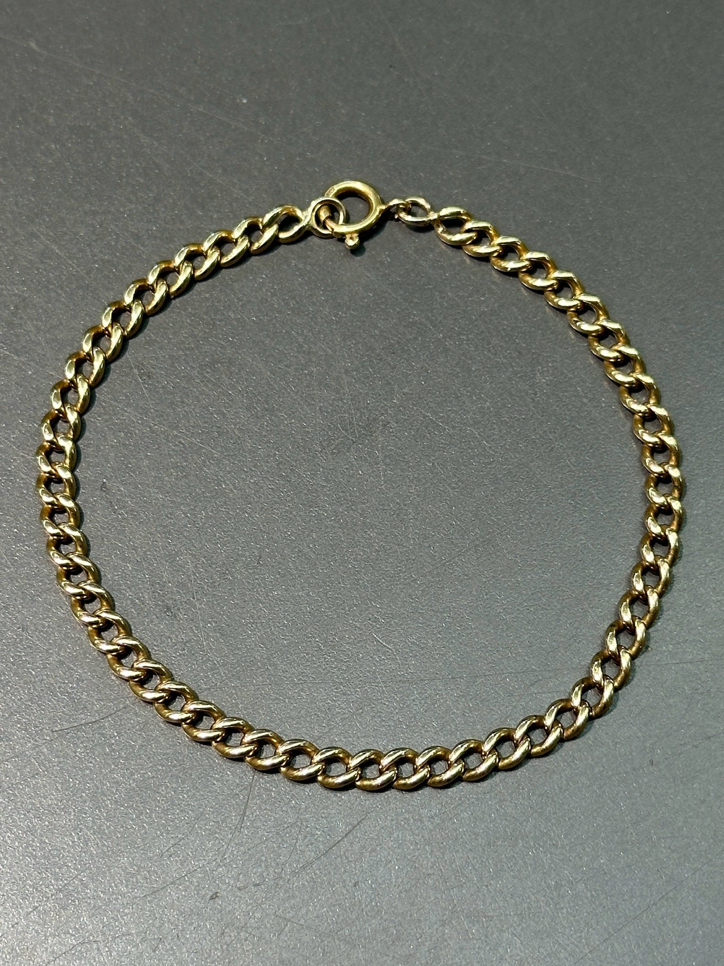 Vintage 18K Yellow Gold Solid Curb Link Bracelet