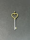 14K Gold Diamond Heart Key Pendant