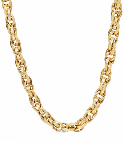 Vintage 14K Gold Motif Fancy Rope Chain Necklace