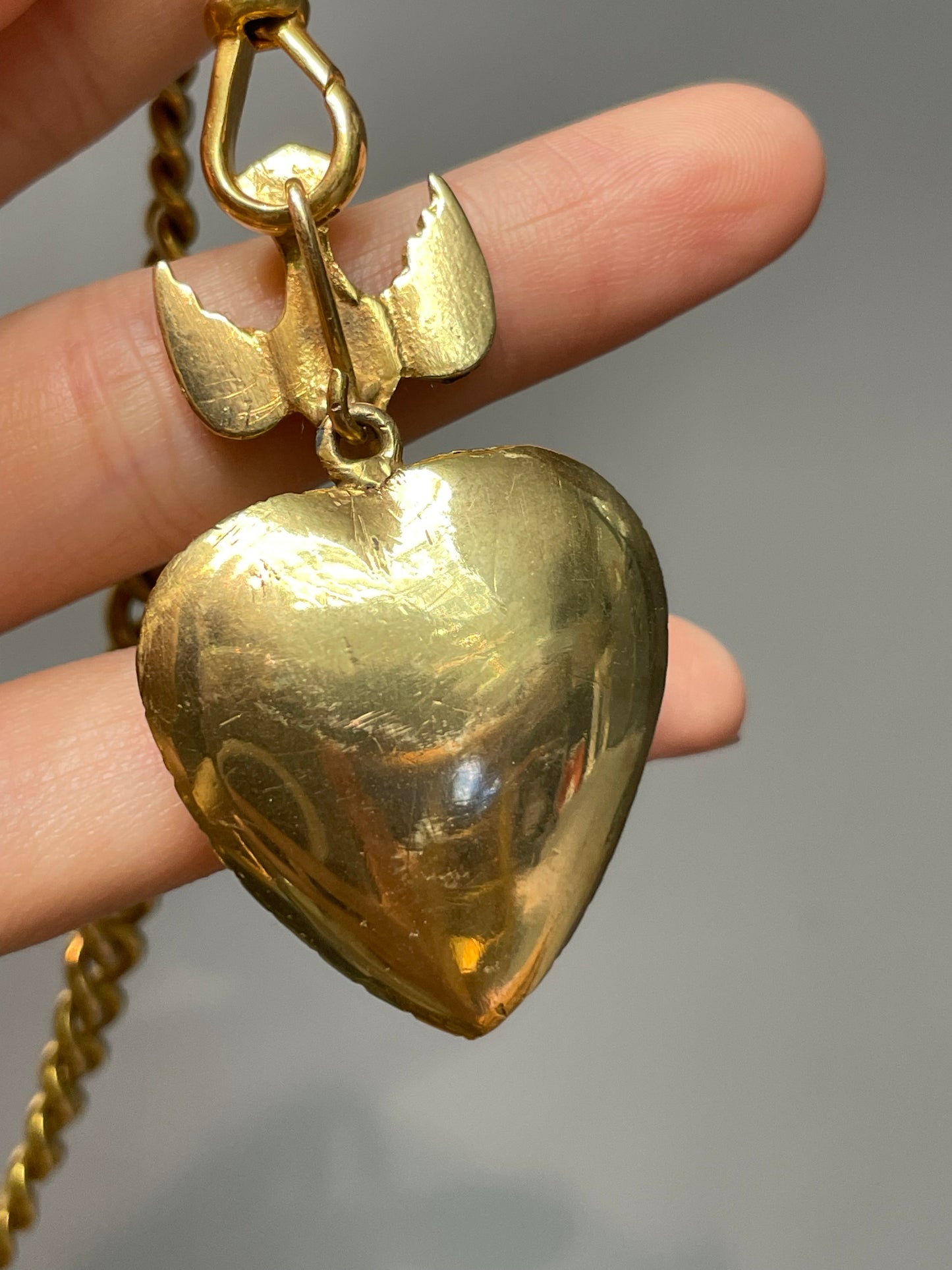 Antique 14K Yellow Gold 4.0 CTW Rose Cut Diamond St. Esprit Heart Pendant
