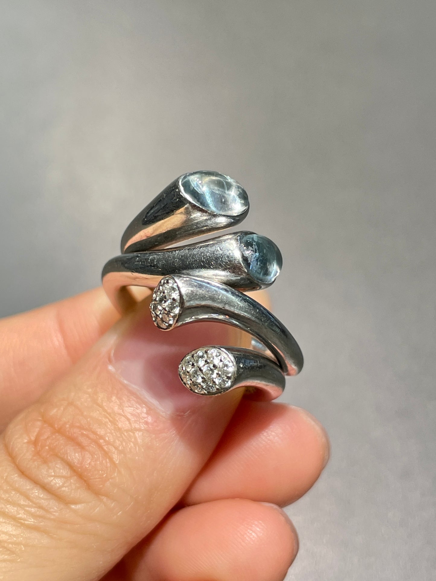 Georg Jensen 18K Gold Carnival Aquamarine Diamond Ring