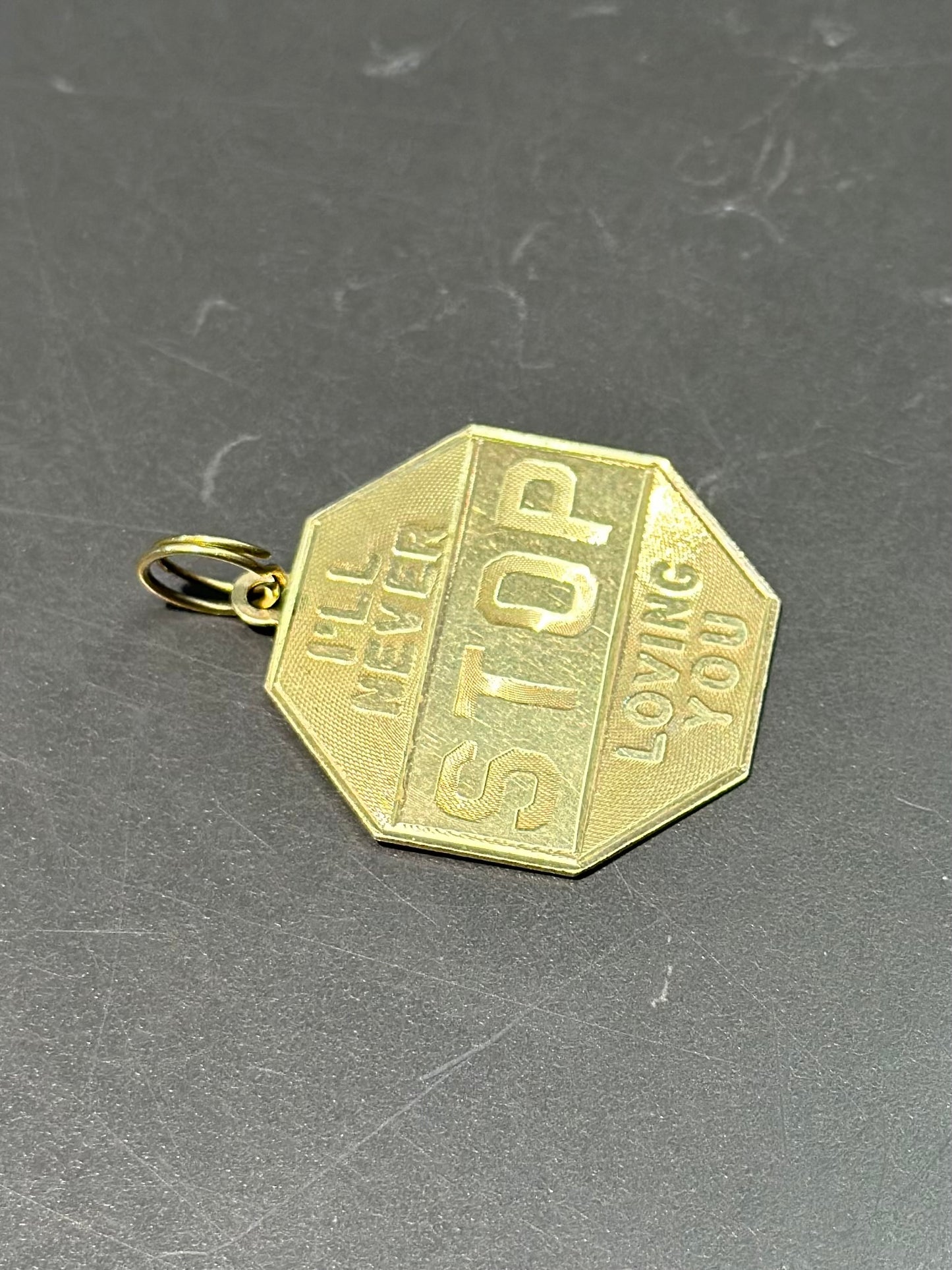 Vintage 14K Gold Large I'll Never Stop Loving You Charm