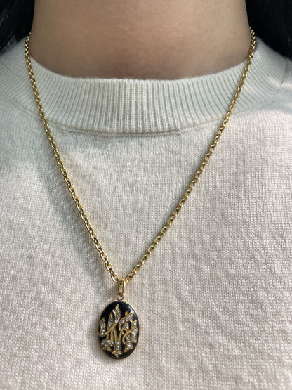 Antique J.E. Caldwell 18K Gold Diamond "M" Monogram Charm