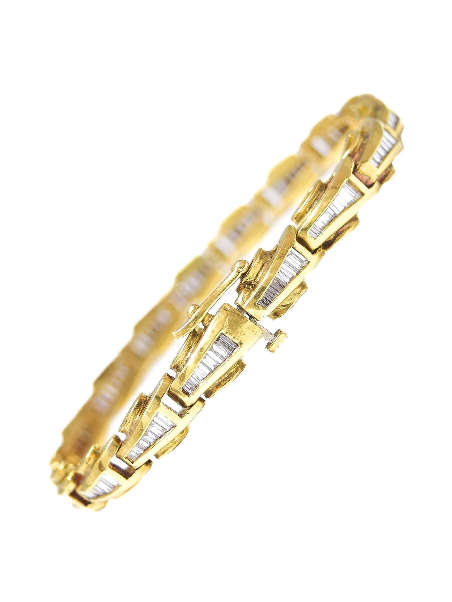 Vintage 18K Gold Baguette Diamond Tennis Bracelet