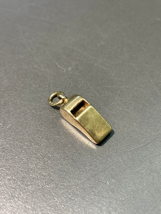 复古 14K 金迷你口哨吊饰