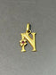 Vintage 18K Gold Garnet Flower N Letter Charm