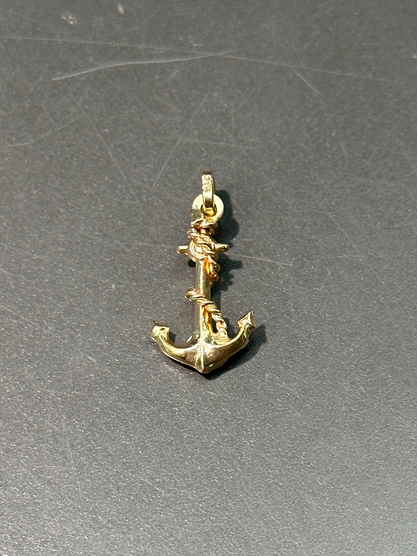 Vintage 14K Yellow Gold Italian Puffy Anchor Charm