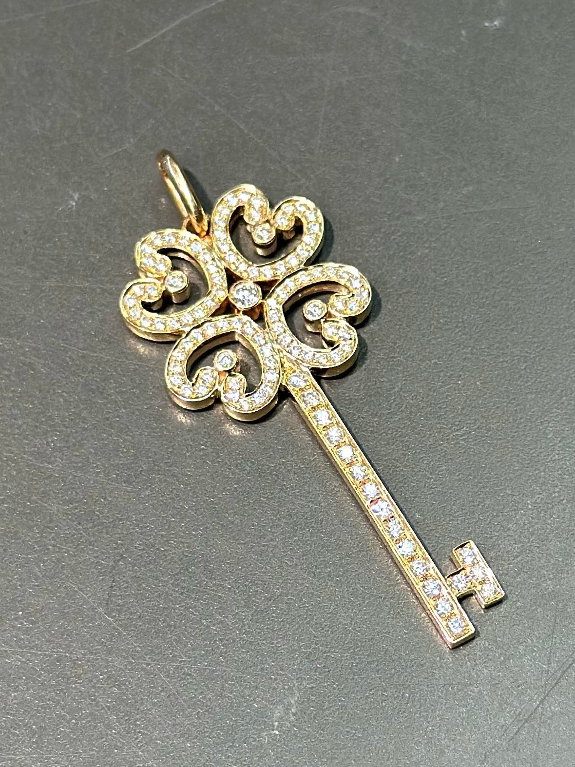 Tiffany & Co. 18K Gold Rose Gold Enchant Diamond Key Pendan